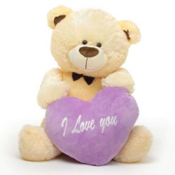 3.5 feet big light brown teddy bear with purple I Love You Heart